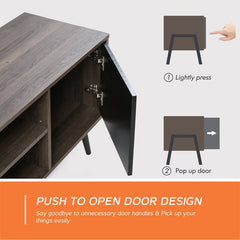 TV Stand for TVs up to 65" with Shelves and Doors, Living Room Storage Entertainment Center