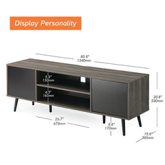 TV Stand for TVs up to 65" with Shelves and Doors, Living Room Storage Entertainment Center