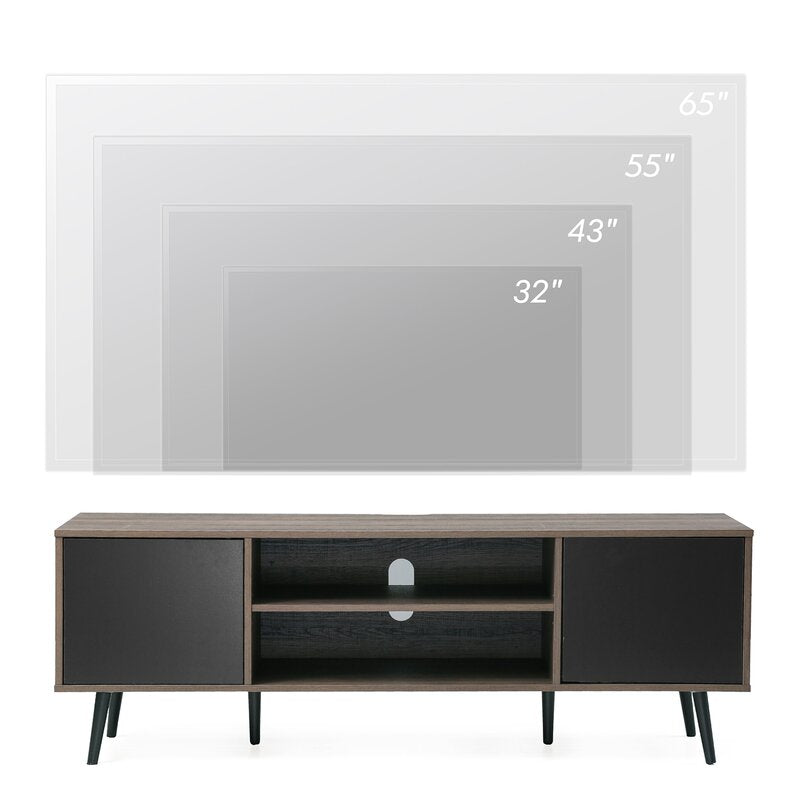 TV Stand for TVs up to 65" with Shelves and Doors, Living Room Storage Entertainment Center