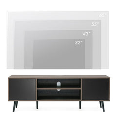 TV Stand for TVs up to 65" with Shelves and Doors, Living Room Storage Entertainment Center