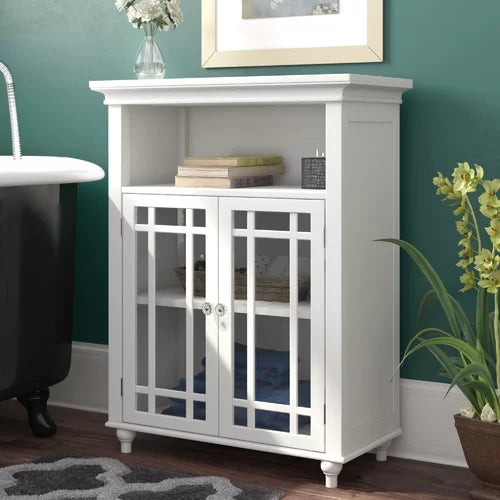 White Taryn 26.5'' W x 34'' H x 12.5'' D Free-Standing Bathroom Cabinet
