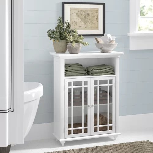 White Taryn 26.5'' W x 34'' H x 12.5'' D Free-Standing Bathroom Cabinet