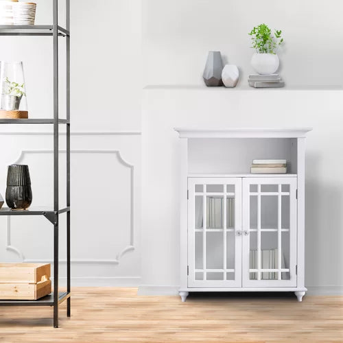 White Taryn 26.5'' W x 34'' H x 12.5'' D Free-Standing Bathroom Cabinet