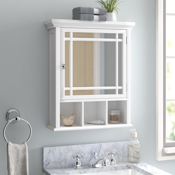 White Taryn Removable Framed 1 Door Medicine Cabinet with 1 Adjustable Upgrade your Home Storage While Adding Classic Decor