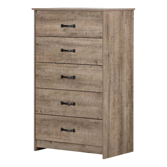Weathered Oak Tassio 5 Drawer 29.75'' W Chest Easy Assembly