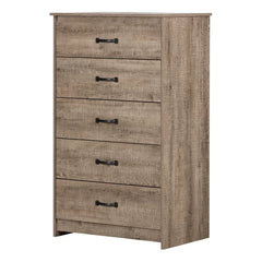 Weathered Oak Tassio 5 Drawer 29.75'' W Chest Easy Assembly