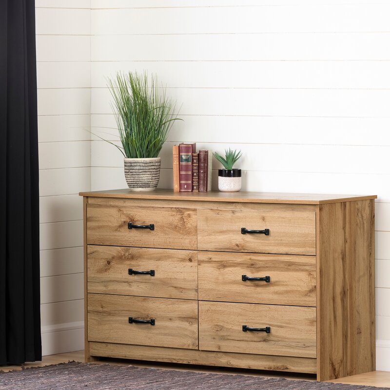 Nordik Oak 6 Drawer 52'' W Double Dresser Great for your Any Room Perfect for Organize