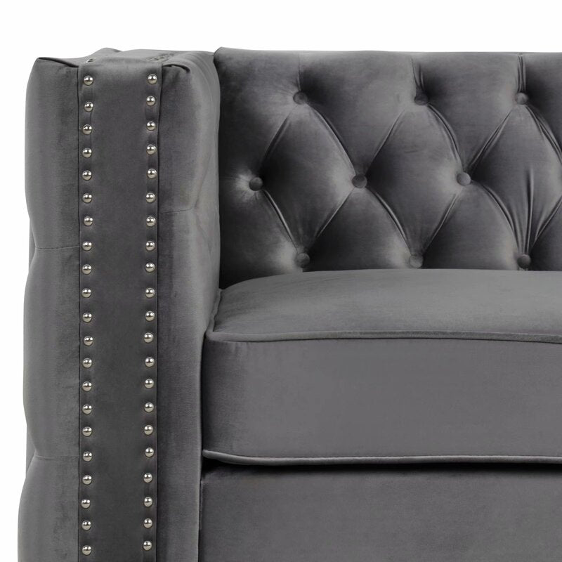1 - Wide Tufted Velvet Armchair 38.5'' Modern transitional design