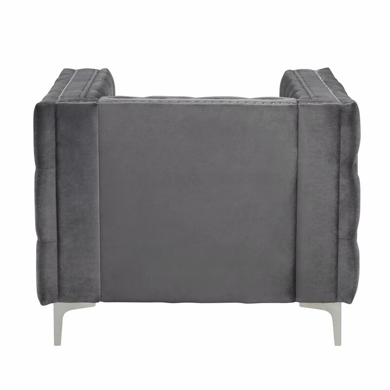 1 - Wide Tufted Velvet Armchair 38.5'' Modern transitional design