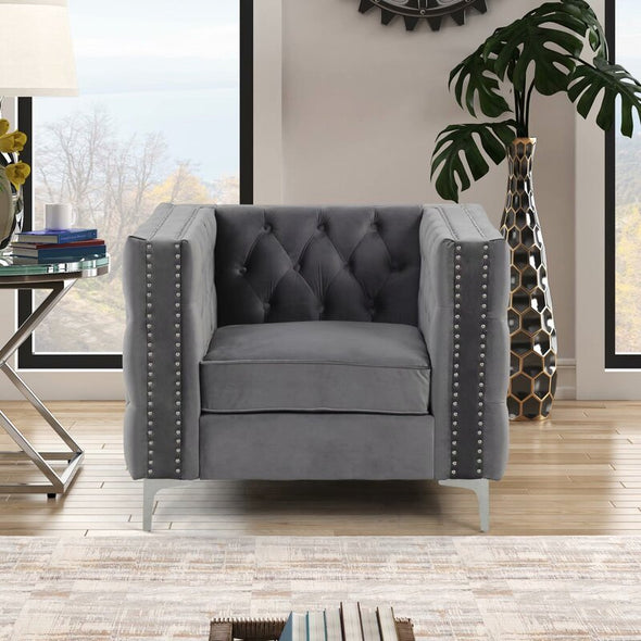 38.5'' Wide Tufted Velvet Armchair Foam and Polyester Fiber Wadding Provide Comfortable