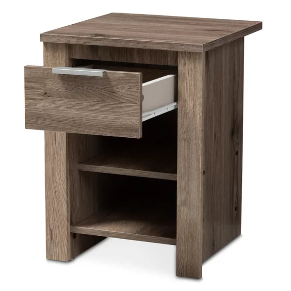 Tellier 21.65'' Tall 1 - Drawer Nightstand in Oak Brown Modern and Contemporary Design