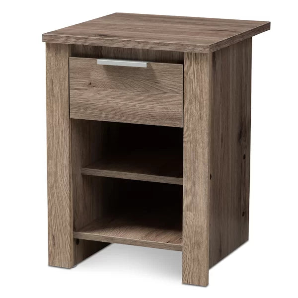 Tellier 21.65'' Tall 1 - Drawer Nightstand in Oak Brown Modern and Contemporary Design