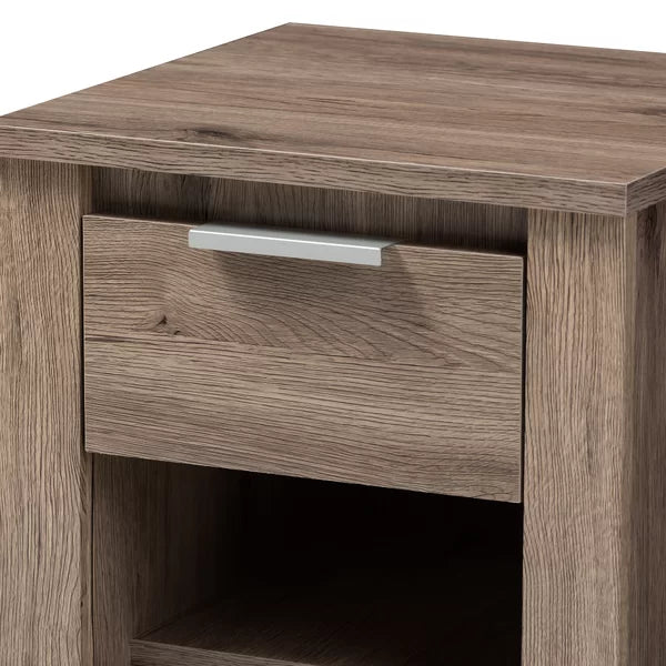 Tellier 21.65'' Tall 1 - Drawer Nightstand in Oak Brown Modern and Contemporary Design