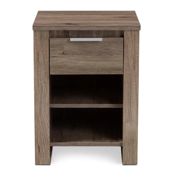 Tellier 21.65'' Tall 1 - Drawer Nightstand in Oak Brown Modern and Contemporary Design