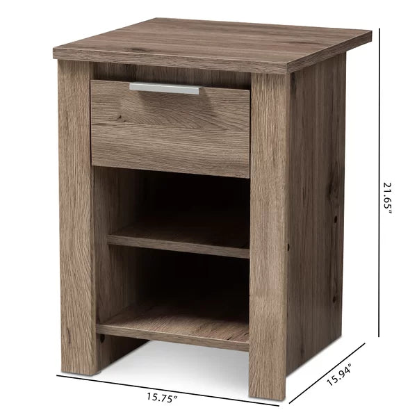 Tellier 21.65'' Tall 1 - Drawer Nightstand in Oak Brown Modern and Contemporary Design