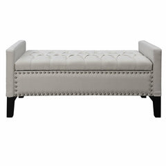 Cream White Tess Upholstered Flip Top Storage Bench