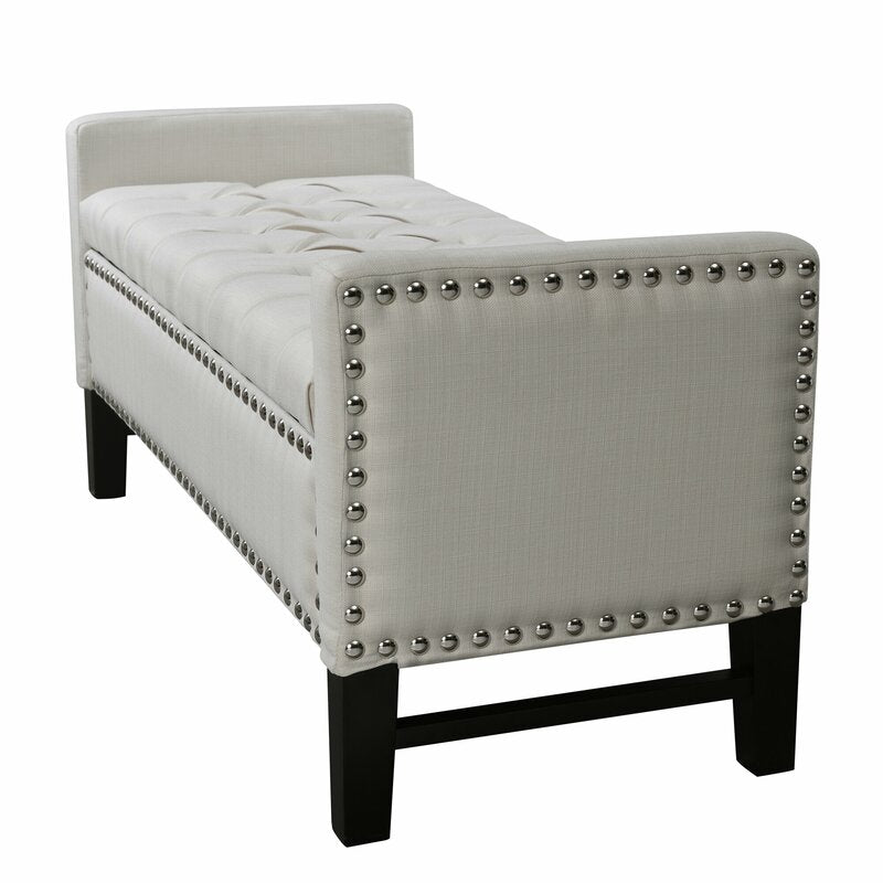 Cream White Tess Upholstered Flip Top Storage Bench