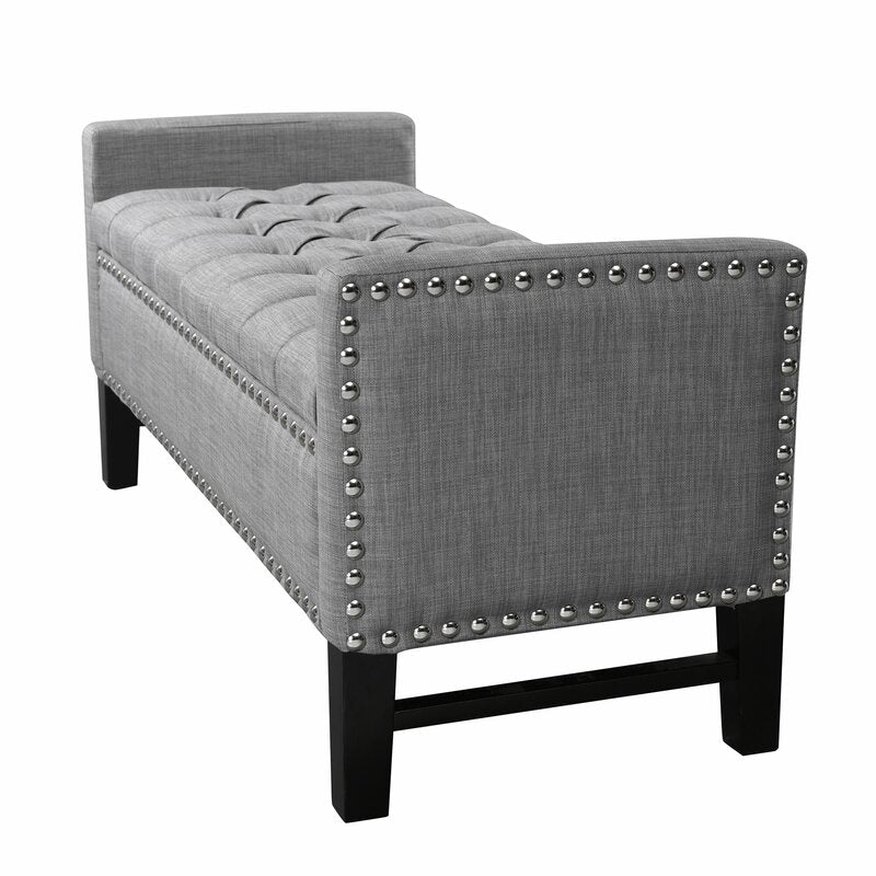 Light Gray Tess Upholstered Flip Top Linen Storage Bench