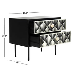 Tessie 20.86'' Tall 2 - Drawer Nightstand in Black Perfect for Bedside