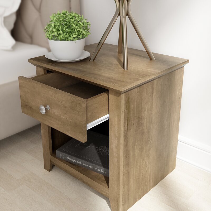 Knotty Oak 20.8'' Tall Nightstand Adorn your Bedroom with this Classic Design Nightstand