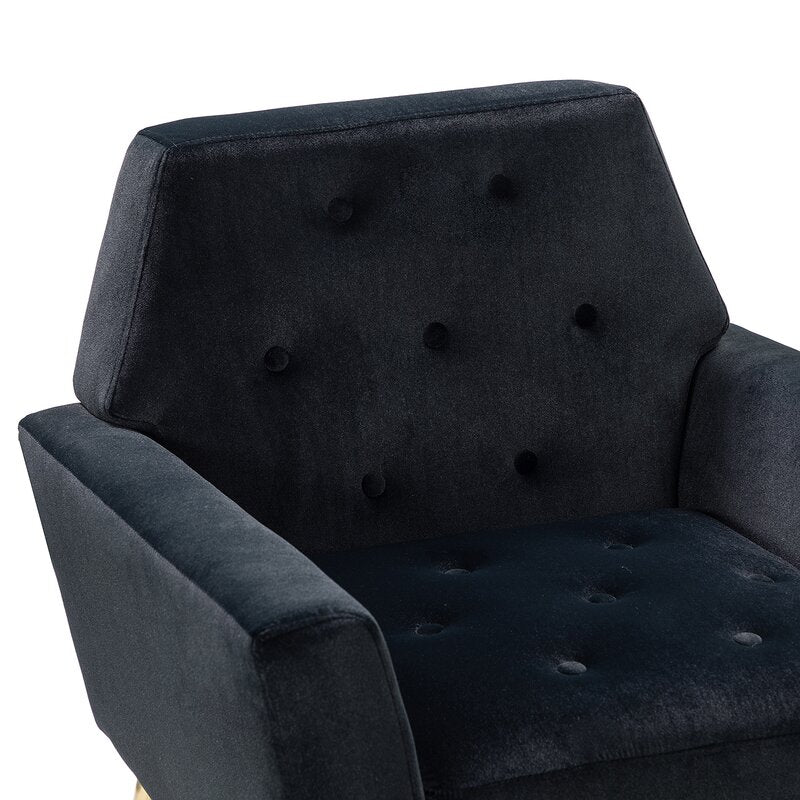 30.5'' Wide Tufted Velvet Armchair Geometric Silhouette Button Tufted Back Square Arms