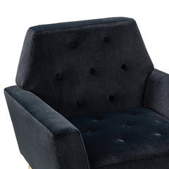 30.5'' Wide Tufted Velvet Armchair Geometric Silhouette Button Tufted Back Square Arms