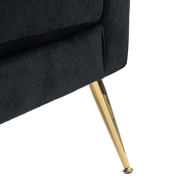 30.5'' Wide Tufted Velvet Armchair Geometric Silhouette Button Tufted Back Square Arms