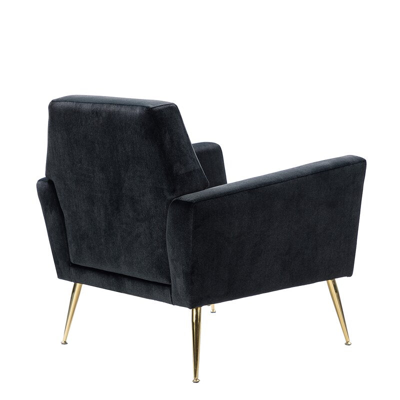 30.5'' Wide Tufted Velvet Armchair Geometric Silhouette Button Tufted Back Square Arms