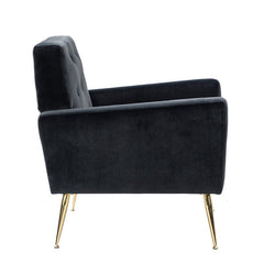 30.5'' Wide Tufted Velvet Armchair Geometric Silhouette Button Tufted Back Square Arms