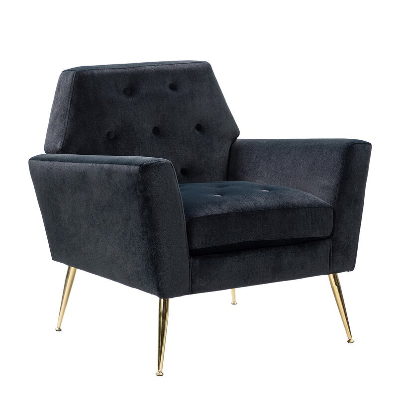 30.5'' Wide Tufted Velvet Armchair Geometric Silhouette Button Tufted Back Square Arms