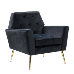 30.5'' Wide Tufted Velvet Armchair Geometric Silhouette Button Tufted Back Square Arms