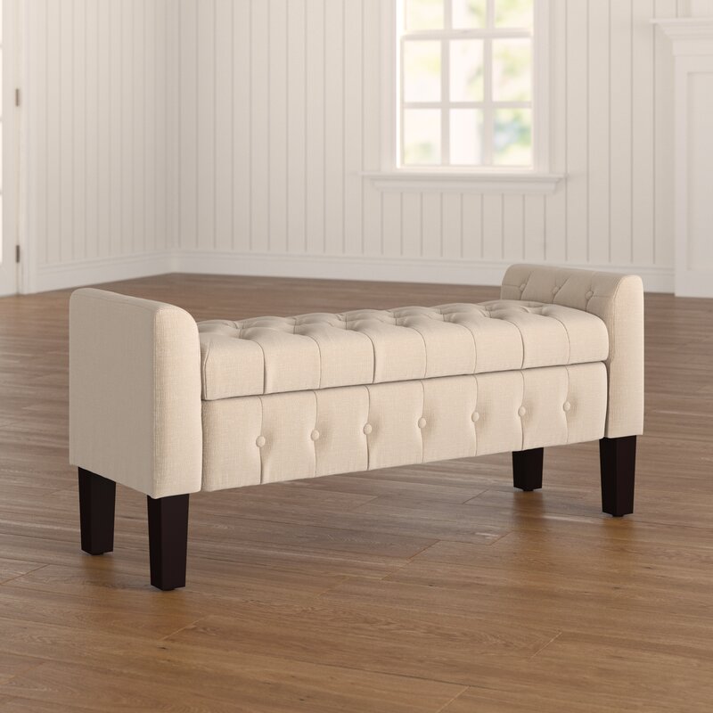 Throggs upholstered flip on sale top storage bench