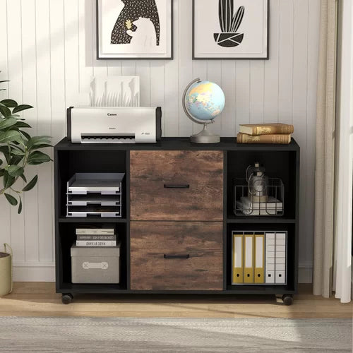 Thurley 39.37'' Wide 2 -Drawer Mobile Lateral Filing Cabinet Understated and Elegant Style