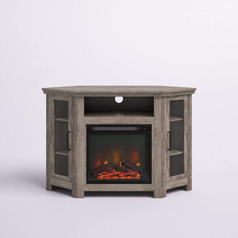 Gray Wash Tieton TV Stand for TVs up to 50" with Fireplace Included