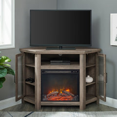 Gray Wash Tieton TV Stand for TVs up to 50" with Fireplace Included