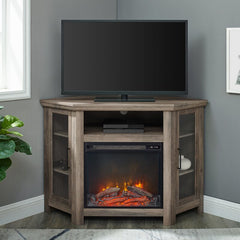 Gray Wash Tieton TV Stand for TVs up to 50" with Fireplace Included