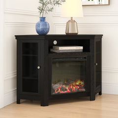 Black Tieton TV Stand for TVs up to 50" with Fireplace Included