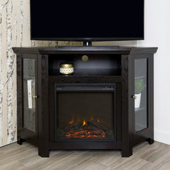 Black Tieton TV Stand for TVs up to 50" with Fireplace Included