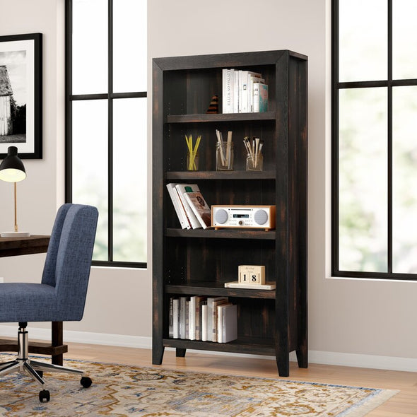 Char Pine 71'' H x 33.75'' W Standard Bookcase Giving you More Time To Organize the Living Room, Hallway, or Office with your New Display Bookcase