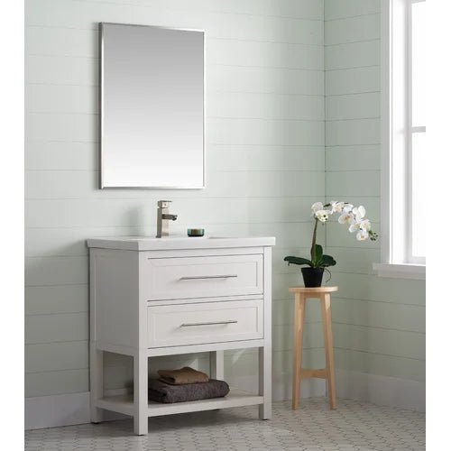 White Timko 30" Single Bathroom Vanity Set Constructed of High Grade Solid Wood