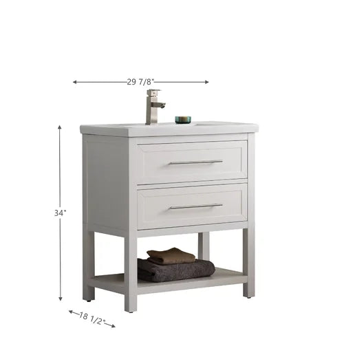 White Timko 30" Single Bathroom Vanity Set Constructed of High Grade Solid Wood