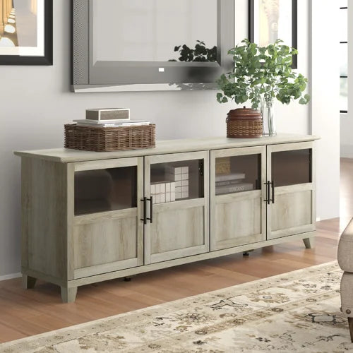 White Oak Timpson TV Stand for TVs up to 80 Eye-Catching Focal Point in your Living Room Entryway