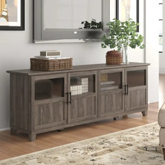 Slate Gray Timpson TV Stand for TVs up to 80'' Cable Management Adjustable Shelves
