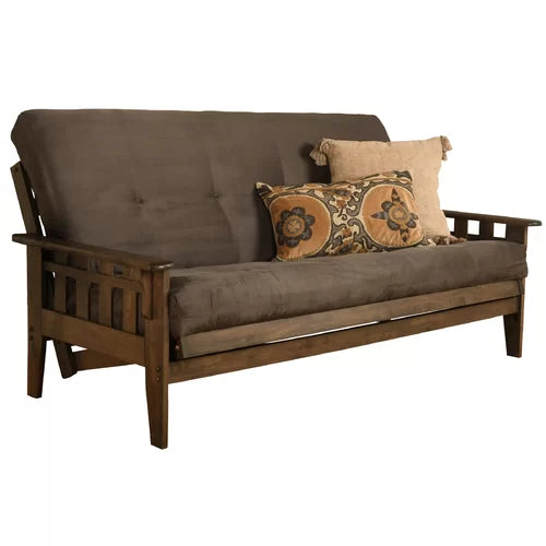 Gray Polyester Tisa Full 81'' Wide Loose Back Futon And Mattress Design