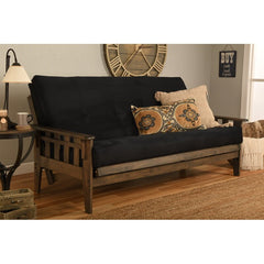 Black Tisa Full 81'' Wide Loose Back Futon And Mattress Classic Hardwood Frame