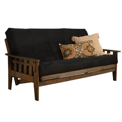 Black Tisa Full 81'' Wide Loose Back Futon And Mattress Classic Hardwood Frame