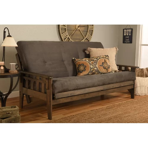 Gray Polyester Tisa Full 81'' Wide Loose Back Futon And Mattress Design