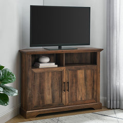 Rustic Oak Corner TV Stand for TVs up to 48" Give the Corner of your Living Room or Seating Arrangement A Touch of Style with this Rustic TV Stand