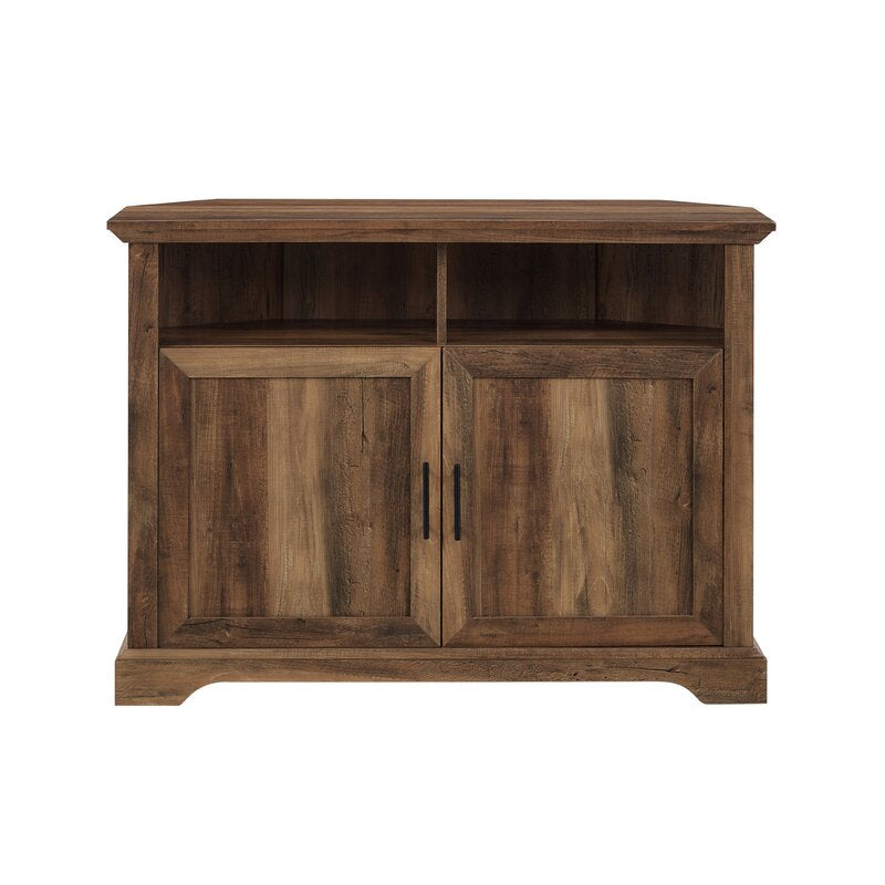Rustic Oak Corner TV Stand for TVs up to 48" Give the Corner of your Living Room or Seating Arrangement A Touch of Style with this Rustic TV Stand