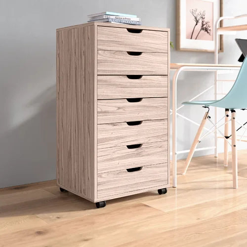 Toni 19.29'' Wide 7 -Drawer Mobile Solid Wood Vertical Filing Cabinet